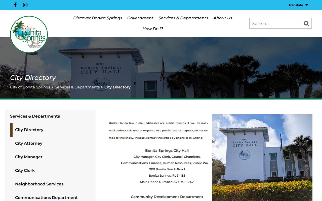 Bonita Springs city directory official municipal contacts