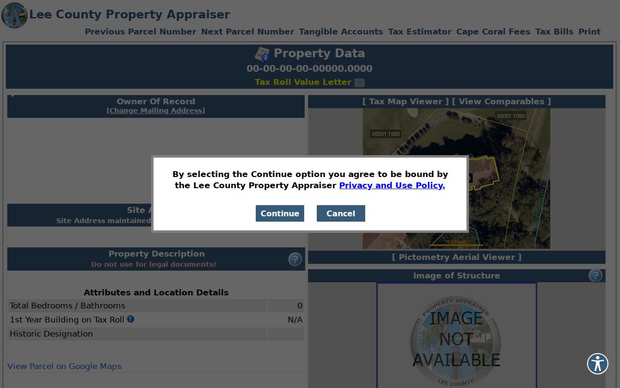 Sample Lee parcel record for researching Bonita Springs previous residents