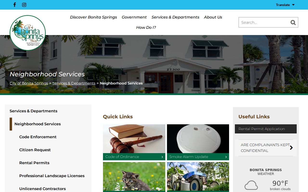 Bonita Springs street directory Neighborhood Services records